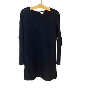 J. Jill Black Tunic Sweater Dress Women’s Medium Wool Silk Blend Long Sleeve